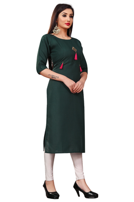 Dark green brasso cotton poly ethnic-kurtis 4