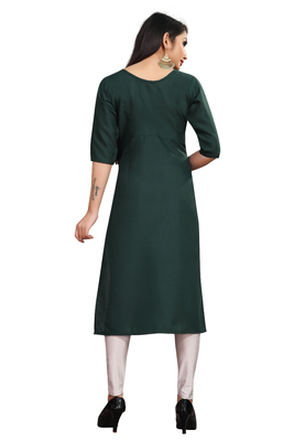 Dark green brasso cotton poly ethnic-kurtis 5
