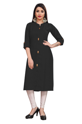 Black plain cotton poly ethnic-kurtis 1