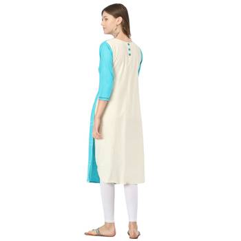 Turquoise printed cotton kurtas-and-kurtis 2