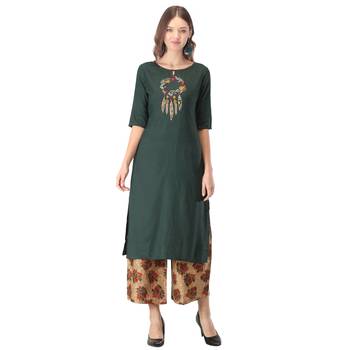 Green embroidered rayon kurtas-and-kurtis 1