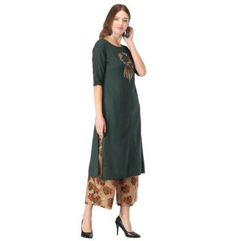 Green embroidered rayon kurtas-and-kurtis 4