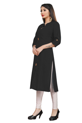 Black plain cotton poly ethnic-kurtis 3