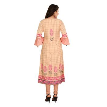 Peach printed cotton kurtas-and-kurtis 2