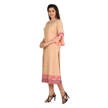 Peach printed cotton kurtas-and-kurtis 3