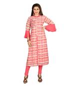 Pink printed cotton kurtas-and-kurtis
