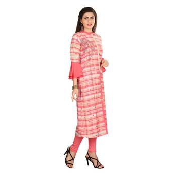 Pink printed cotton kurtas-and-kurtis 4