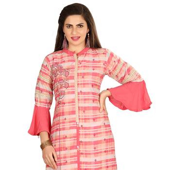 Pink printed cotton kurtas-and-kurtis 5