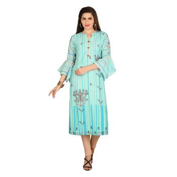Blue printed cotton kurtas-and-kurtis 1