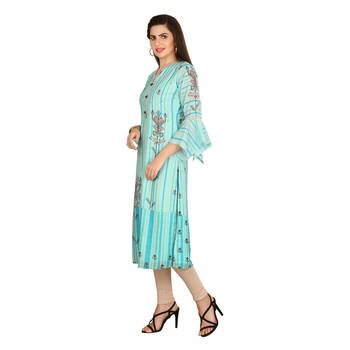Blue printed cotton kurtas-and-kurtis 3