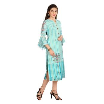 Blue printed cotton kurtas-and-kurtis 4