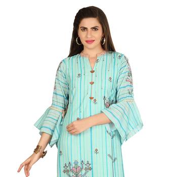 Blue printed cotton kurtas-and-kurtis 5