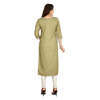 Olive embroidered cotton kurtas-and-kurtis 2