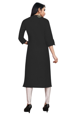 Black plain cotton poly ethnic-kurtis 5