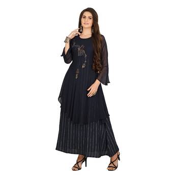 Blue embroidered georgette kurtas-and-kurtis 1