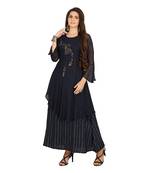 Blue embroidered georgette kurtas-and-kurtis