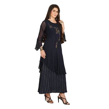Blue embroidered georgette kurtas-and-kurtis 3
