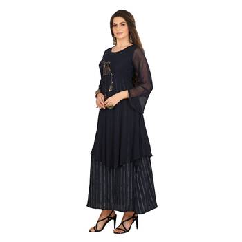 Blue embroidered georgette kurtas-and-kurtis 4