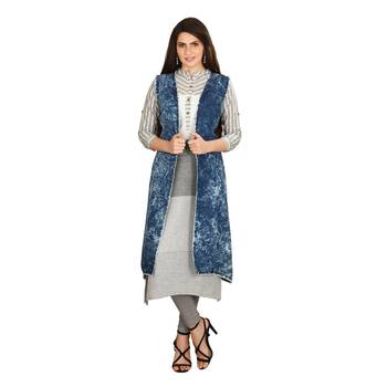 Blue printed cotton kurtas-and-kurtis 1