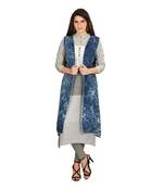 Blue printed cotton kurtas-and-kurtis