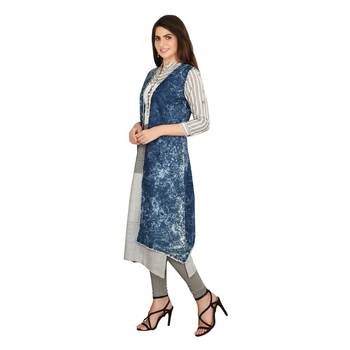 Blue printed cotton kurtas-and-kurtis 3