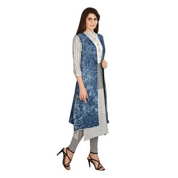 Blue printed cotton kurtas-and-kurtis 4
