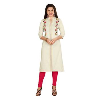 Off-white embroidered cotton kurtas-and-kurtis 1