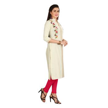 Off-white embroidered cotton kurtas-and-kurtis 4