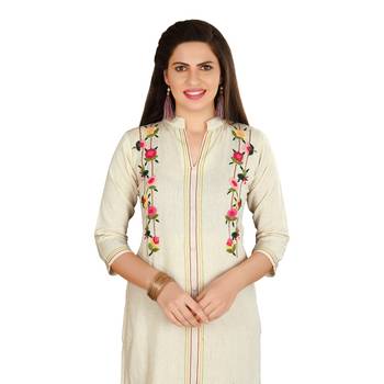 Off-white embroidered cotton kurtas-and-kurtis 5