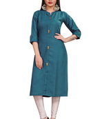Indigo plain cotton poly ethnic-kurtis