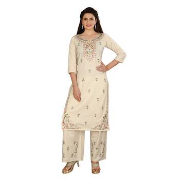 Cream embroidered cotton kurtas-and-kurtis 1