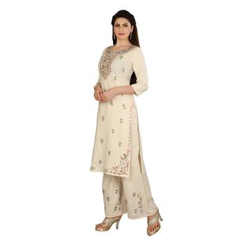 Cream embroidered cotton kurtas-and-kurtis 3