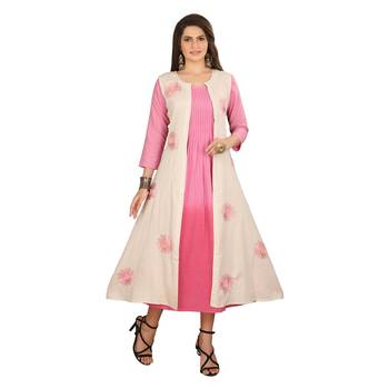 Pink embroidered cotton kurtas-and-kurtis 1