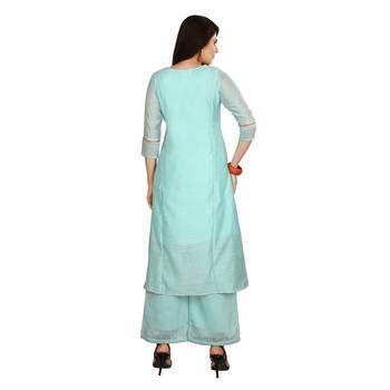 Blue embroidered art silk kurtas-and-kurtis 2