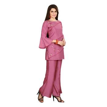 Wine embroidered silk kurtas-and-kurtis 4
