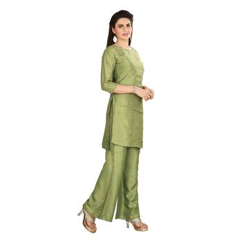 Olive embroidered silk kurtas-and-kurtis 4