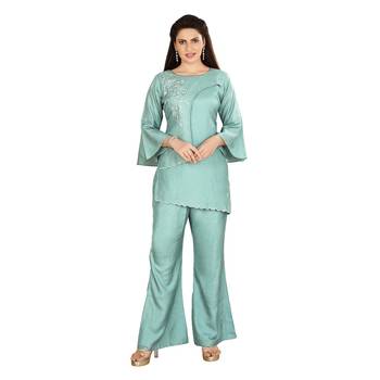 Green embroidered silk kurtas-and-kurtis 1
