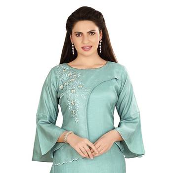 Green embroidered silk kurtas-and-kurtis 5