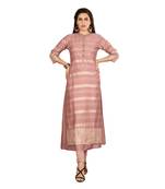 Pink embroidered silk kurtas-and-kurtis