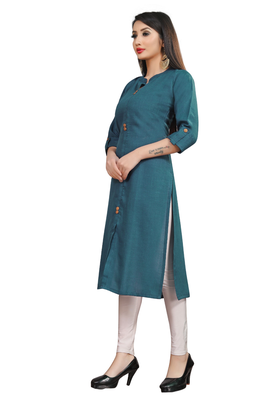 Indigo plain cotton poly ethnic-kurtis 3