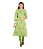 Pink printed cotton kurtas-and-kurtis