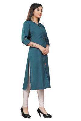Indigo plain cotton poly ethnic-kurtis 4
