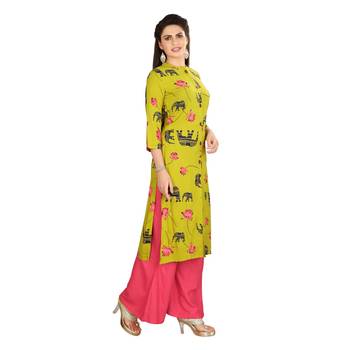 Olive embroidered rayon kurtas-and-kurtis 3
