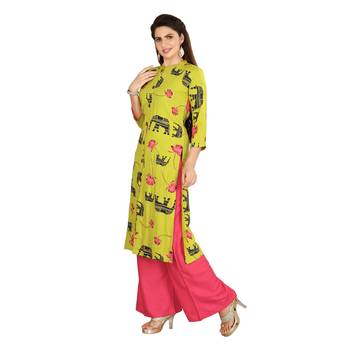 Olive embroidered rayon kurtas-and-kurtis 4