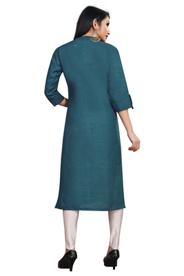 Indigo plain cotton poly ethnic-kurtis 5