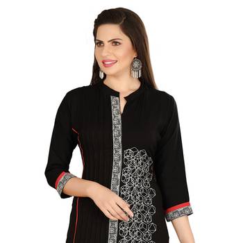 Black embroidered rayon kurtas-and-kurtis 5