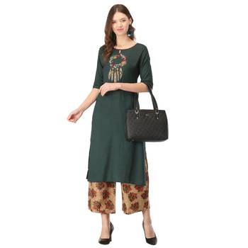 Green embroidered rayon kurtas-and-kurtis 5