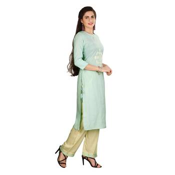 Blue embroidered cotton kurtas-and-kurtis 4