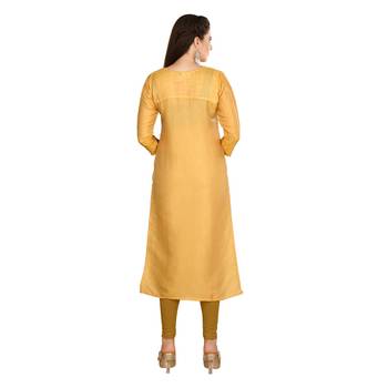 Mustard embroidered art silk kurtas-and-kurtis 2