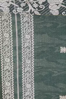 PinkLoom dark green hand woven cotton sarees With Blouse Piece